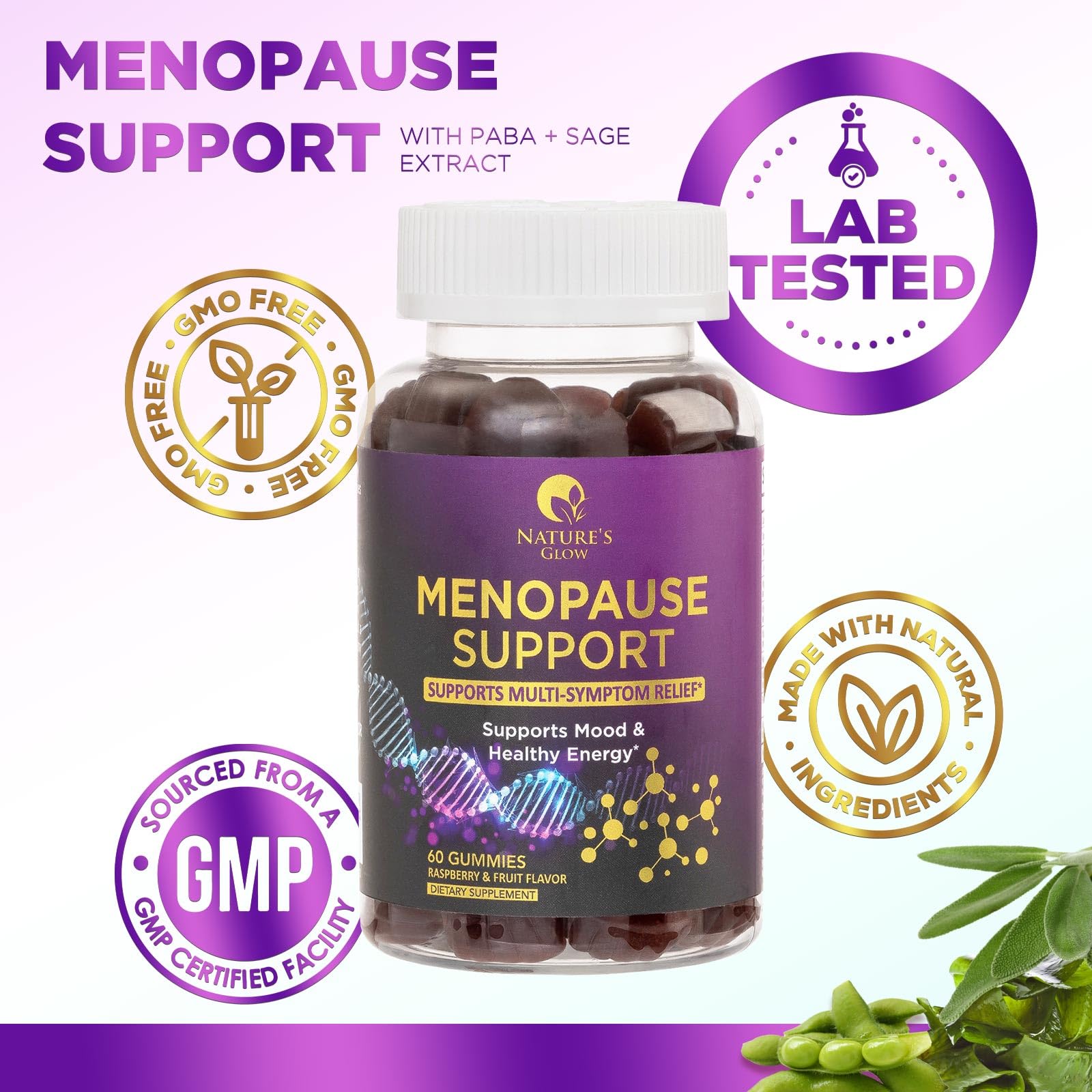 Menopause Support Supplement for Women - Multi Benefit Menopause Relief Vitamin Gummy Nature's Glow