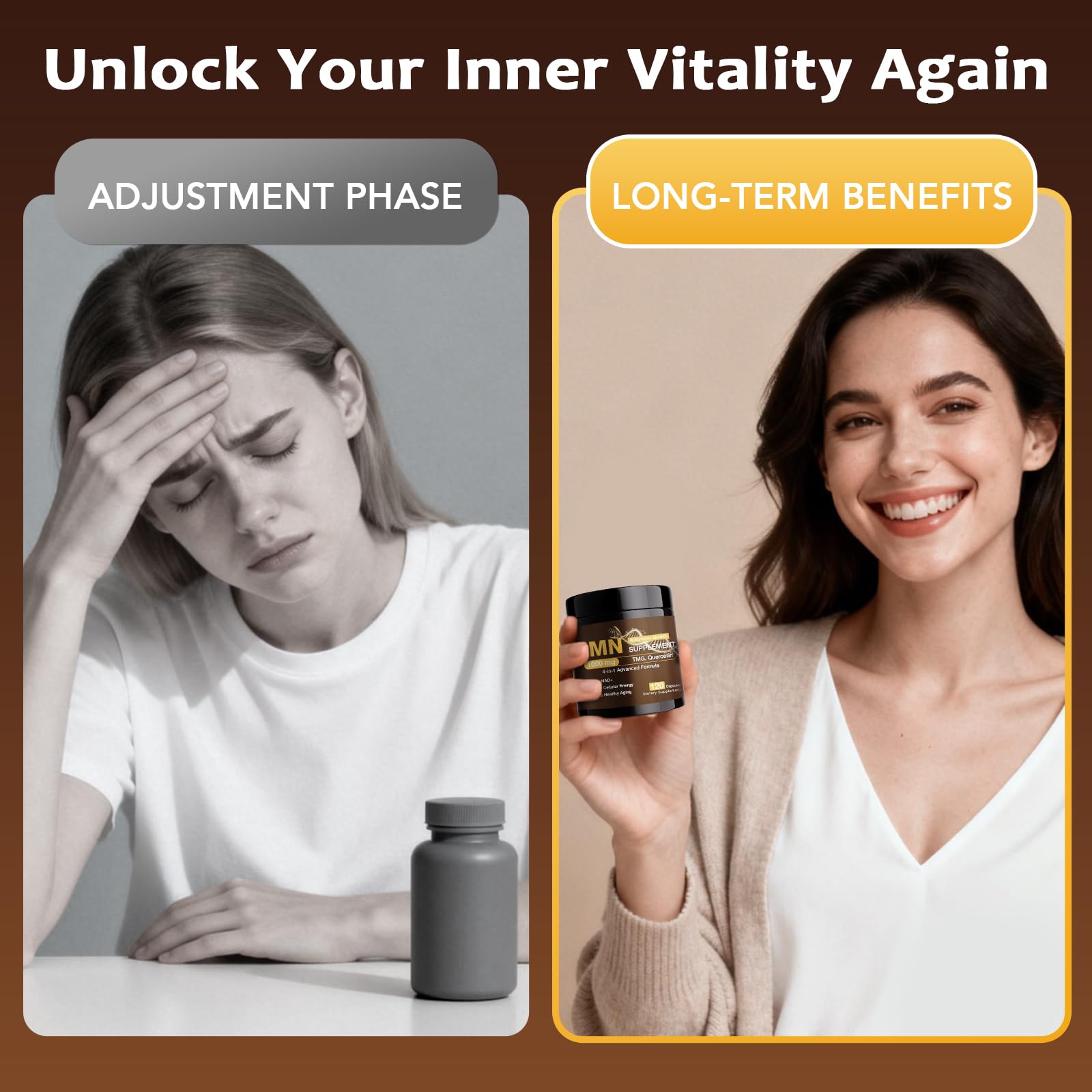 NMN Supplement 1000mg - NMN Supplement 1000mg Pure Organic, NMNH Alternative, Resveratrol Supplement, NAD+ Supplement, TMG & Quercetin for Cellular Support 120 Capsules RiRywony HealthBuy Supplements Australia