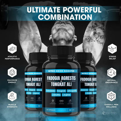 (2 Pack) Tongkat Ali Fadogia Agrestis Nitric Oxide Ashwagandha Supplement for Men Dr. Emy's