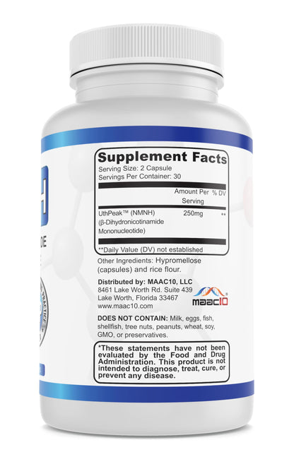 MAAC10 NMNH (NMN Supplement Alternative) 250mg Serving | Uthpeak™ NMNH (Dihydronicotinamide Mononucleotide) for Better Stability | 30-Day Supply. MAAC10Buy Supplements Australia
