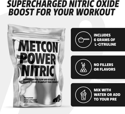 MetCon Power Pre-Pump Nitric Oxide Booster - Pre-Workout Supplement - Increase Blood MetCon