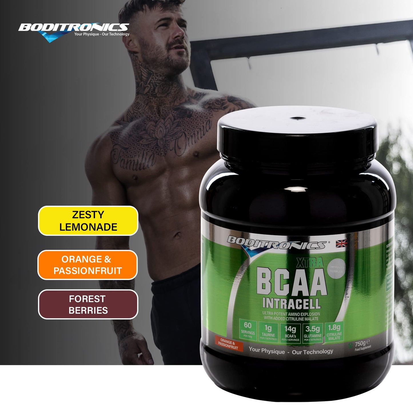Boditronics BCAA Intracell Xtra Intra Workout Protein Powder, Branched Chain Amino Acid Supplement Boditronics