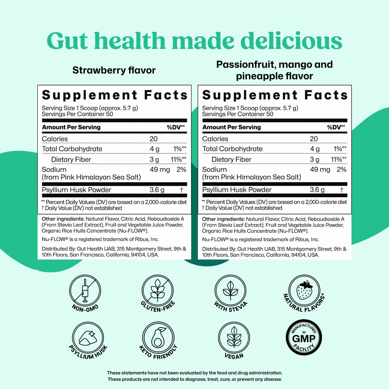ColonBroom Psyllium Husk Powder - Colon Cleanse for Bloating Relief & Gut Health - Fiber Powder Drink - Easy to Mix - Vegan, Gluten Free, Non-GMO - Strawberry & Tropical Fruits (2 Pack) ColonBroomBuy Supplements Australia