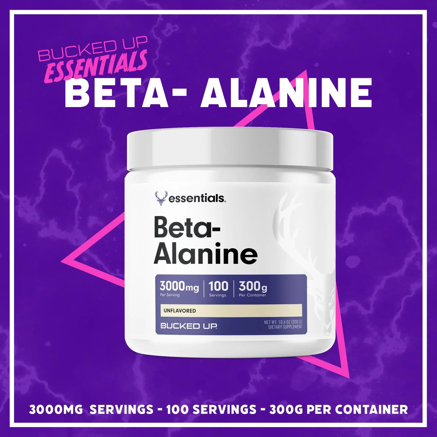 Bucked Up Beta Alanine 300mg Powder, Non-GMO, Gluten-Free, Unflavored (100 Servings) Bucked Up