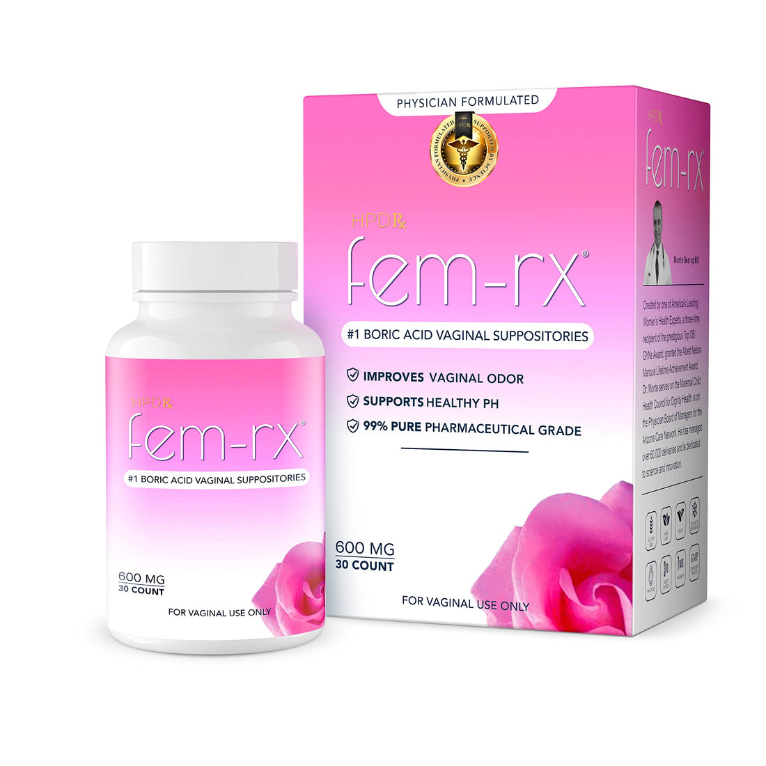 HPD Rx Fem-Rx Boric Acid Vaginal Suppositories for Women – Help Balance Vaginal pH, Eliminate Vaginal Odor – Dr Formulated Feminine Health Support – 30 Capsules Pack of 1 HPD RxBuy Supplements Australia