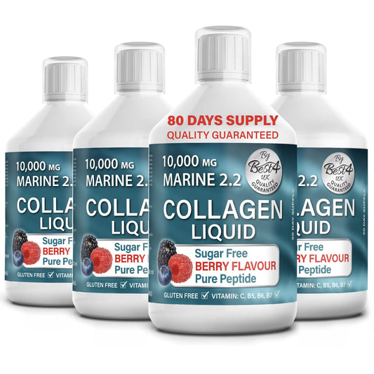 4 Pack Marine Collagen 2.2 Liquid 10000mg Sugar Free Ready to Drink Berry Flavour Best4Group