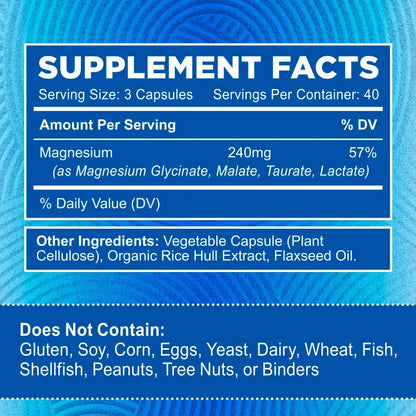 Zentastic Magnesium Complex 4-in-1 Supplement – Magnesium Glycinate, Malate, Taurate & Lactate – Chelated High Absorption for Nerves, Zentastic
