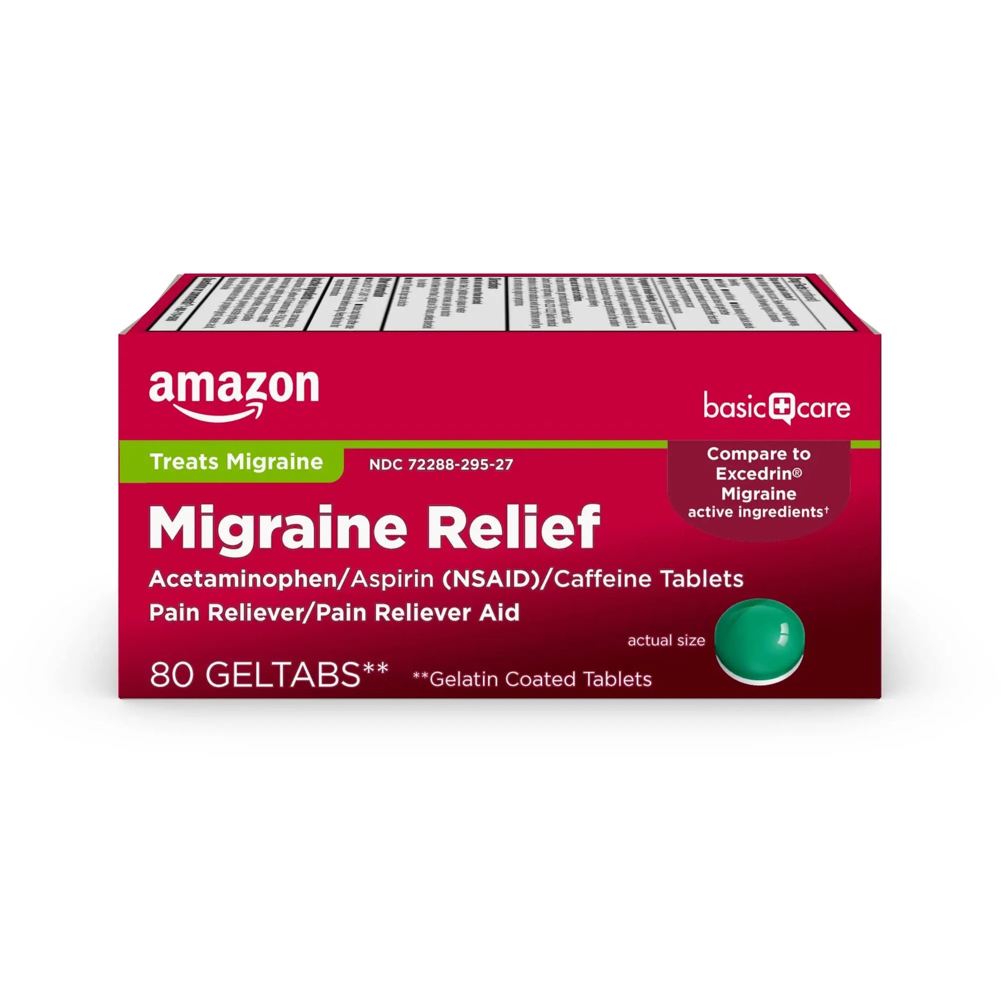 Amazon Basic Care Migraine Relief Geltabs, Pain Reliever, Acetaminophen 250 mg, Aspirin 250 mg (NSAID) and Caffeine 65 mg, Headache Relief, 80 Count Amazon Basic CareBuy Supplements Australia