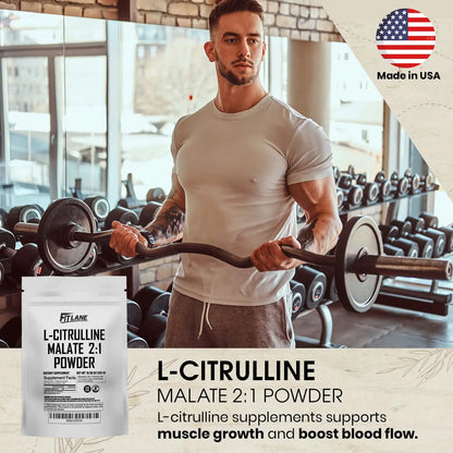 L Citrulline Malate 2 1 Powder 300 Grams - Bulk L Citrulline Powder - Free Form Amino Fit Lane Nutrition