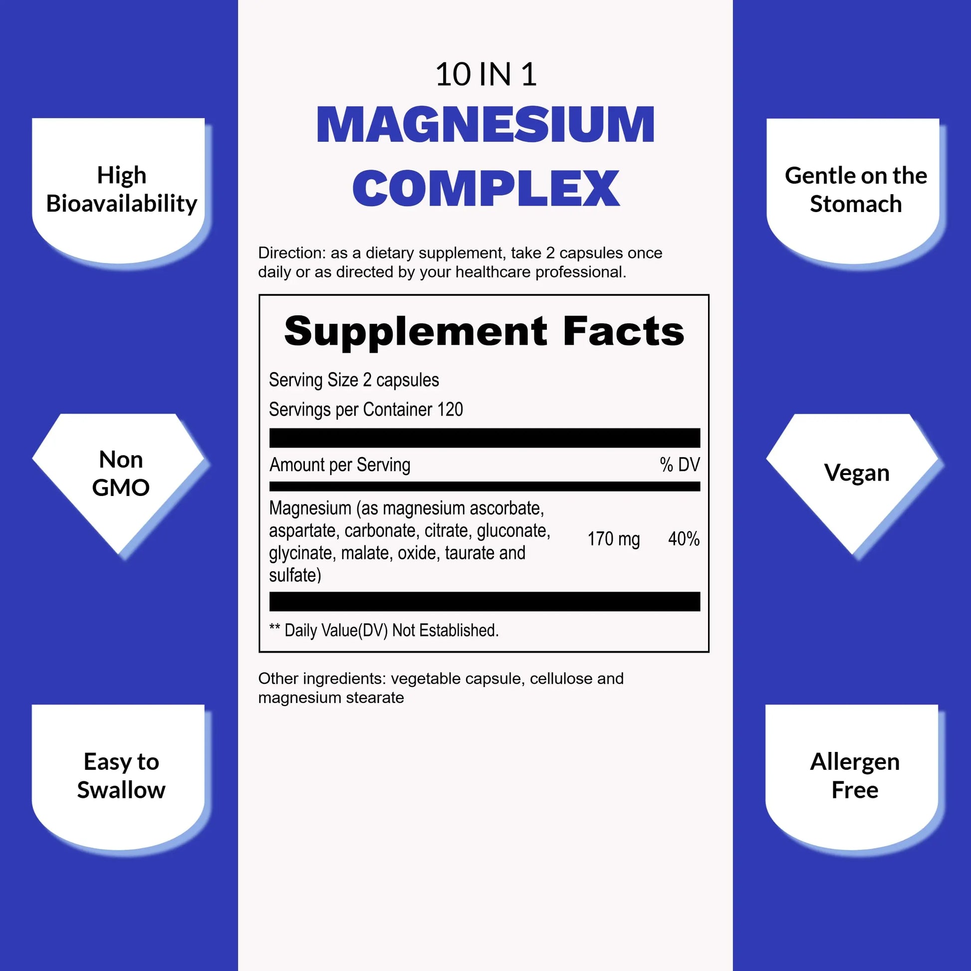 UpNourish Magnesium Supplement - 10 in 1 Magnesium Complex - Full Spectrum Magnesium Mineral Supplements with Glycinate, Citrate, Taurate, Malate, Carbonate, Oxide and More, 240 Vegan Capsules UpNourish buy supplements Au