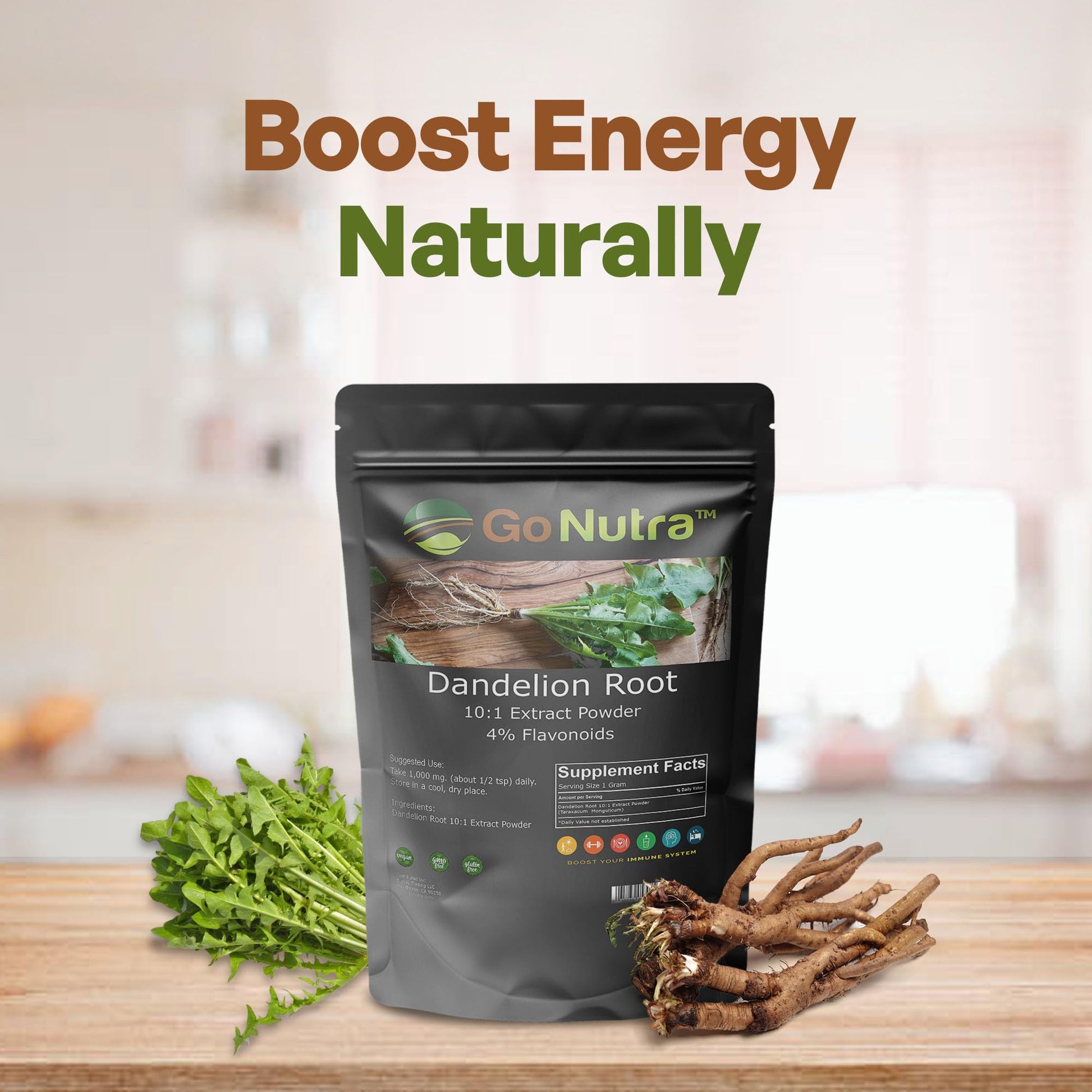 Go Nutra - Dandelion Root Powder, Potent 10:1 Dandelion Root Extract with 4% Flavonoids Go NutraBuy Supplements Australia