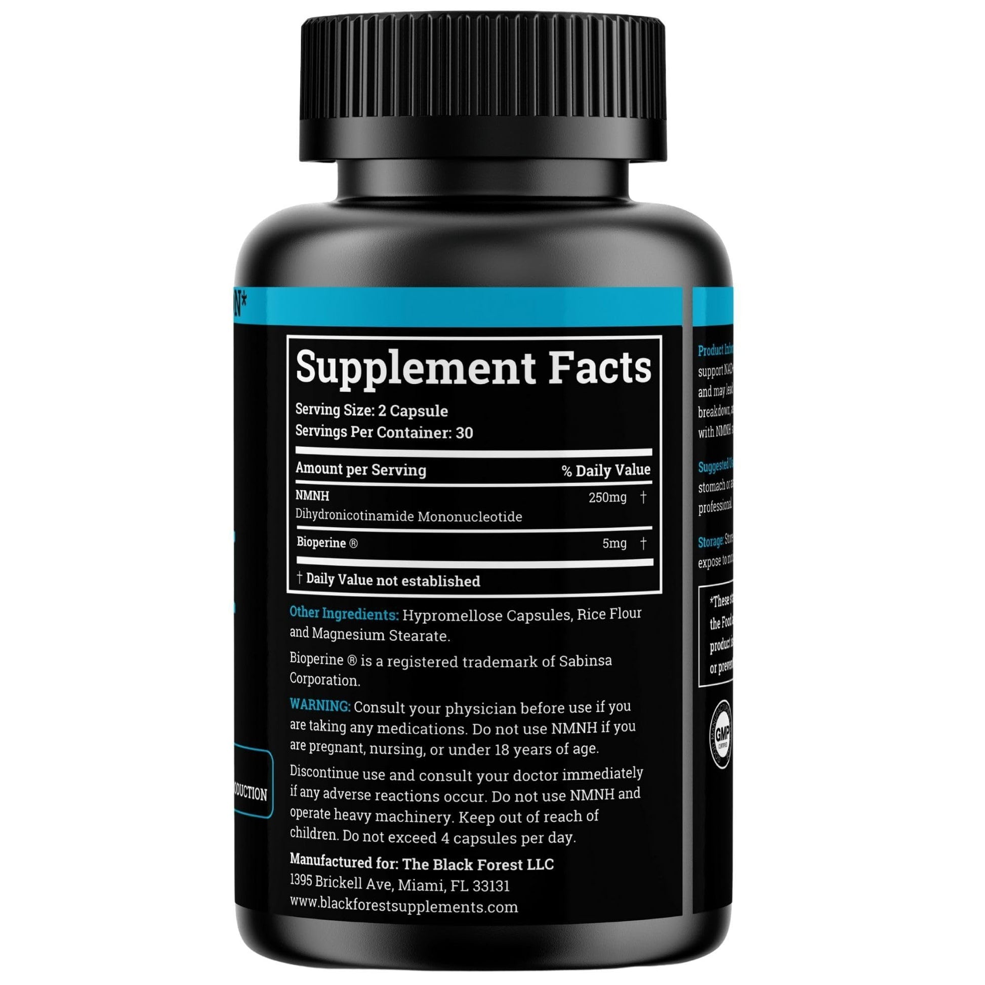 NMNH Supplement 250MG Pure Dihydro-Nicotinamide Mononucleotide (NMN Supplement Alternative with Bioperine® For 3X The Bioavailability) NAD Supplement to Boost NAD+ Levels For Anti-Aging & Energy Black ForestBuy Supplements Australia