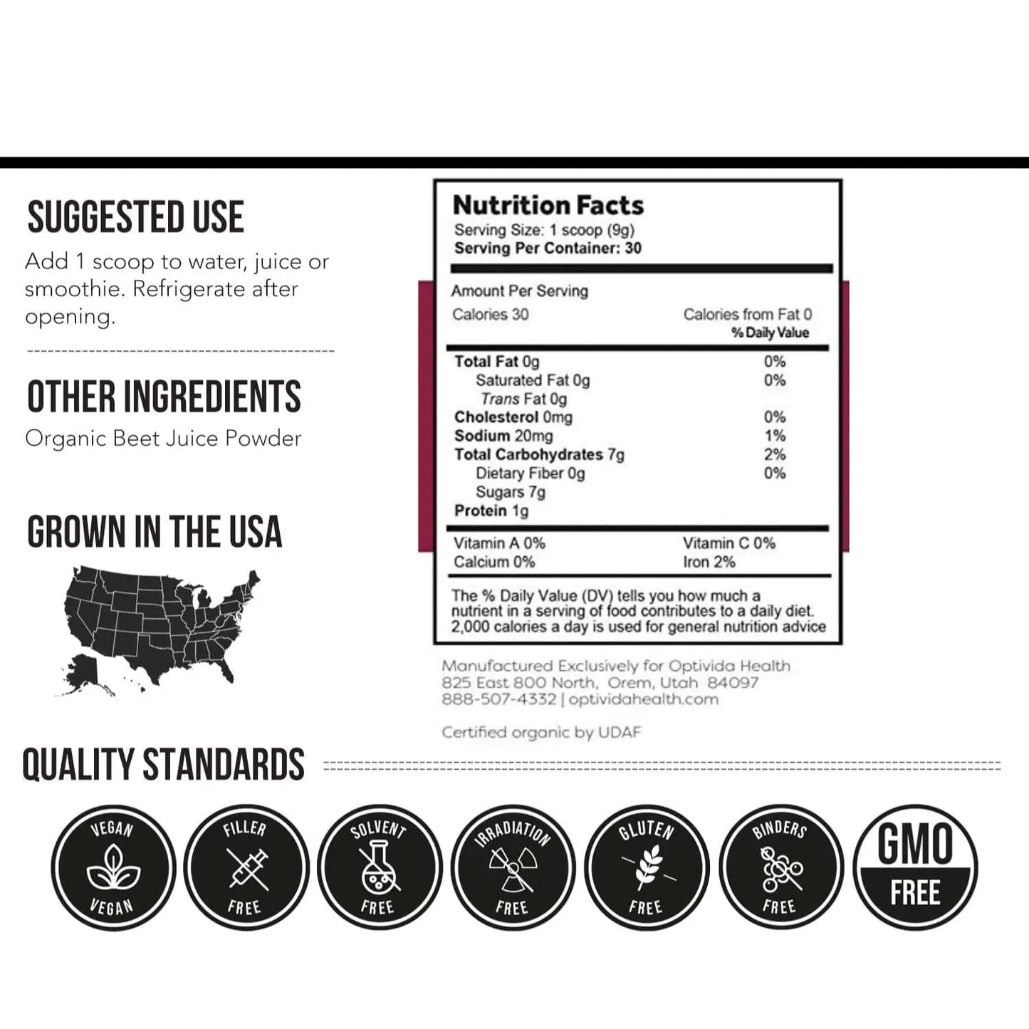 OPTIVIDA Nitric Oxide Beet Powder Organic | All Natural Beets Roots Supplements OPTIVIDA