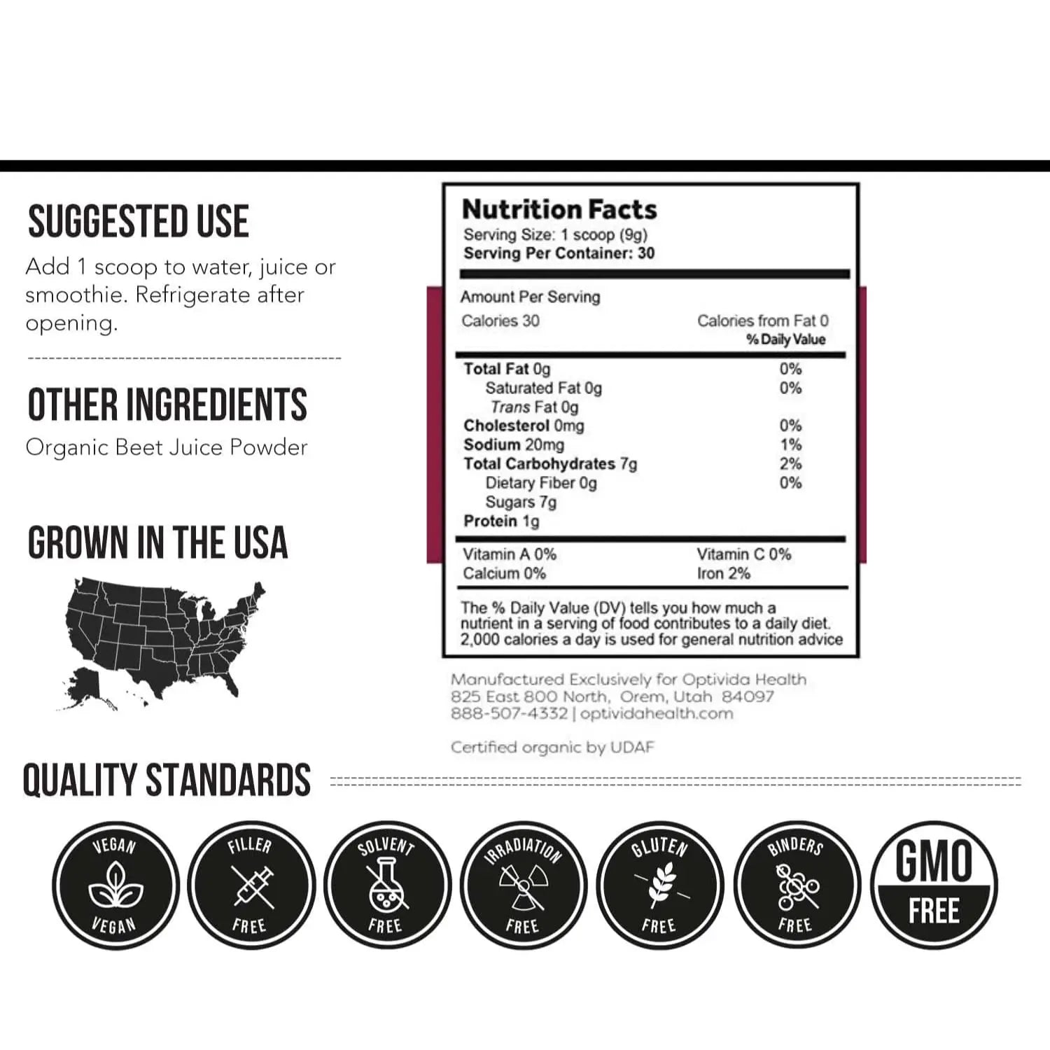 OPTIVIDA Nitric Oxide Beet Powder Organic | All Natural Beets Roots Supplements OPTIVIDA