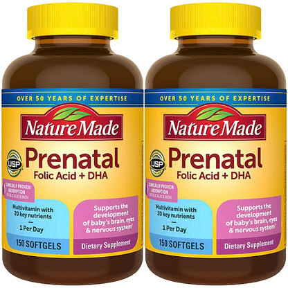 Nature Made Prenatal with Folic Acid + DHA, 200mg Prenatal Vitamin and Mineral Supplement for Daily My Store