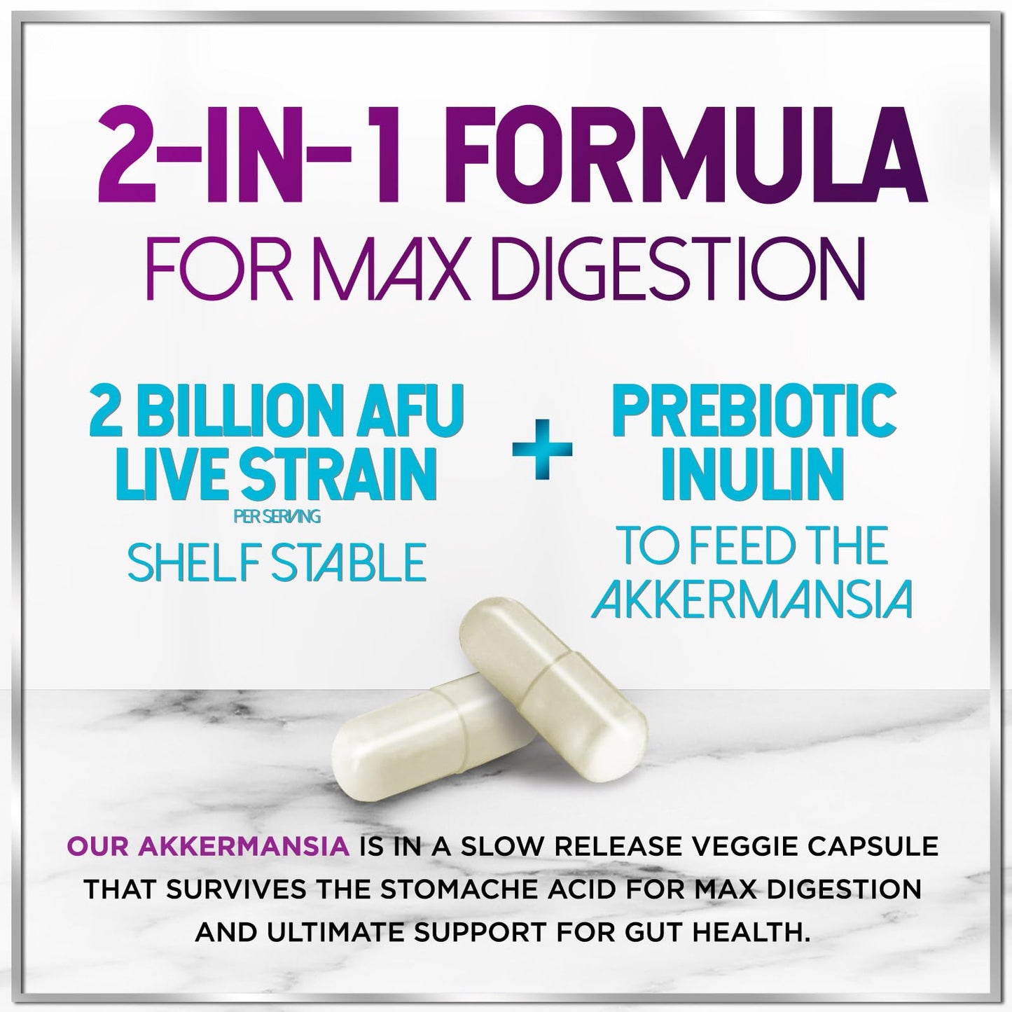 Akkermansia Probiotic - 2 Billion AFU per Serving - Best Strain for GLP-1 Production Support with Prebiotic Fiber for Natural Digestive & Gut Health