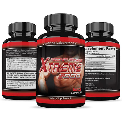 (3 Pack) Nitric Oxide Xtreme 5000 Advanced Men's Heath Formula 60 Capsules Justified Laboratories