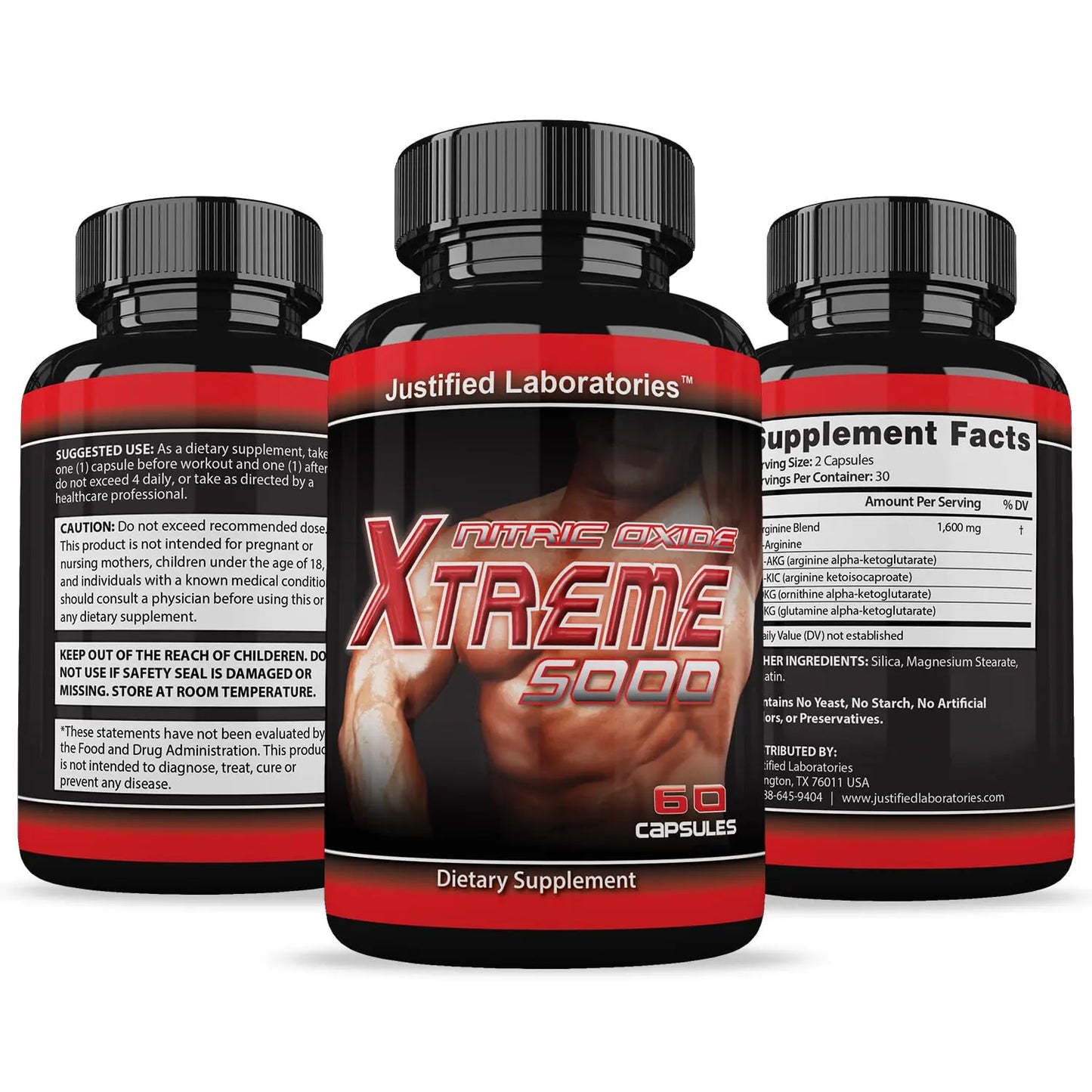 Nitric Oxide Xtreme 5000 Advanced Men's Heath Formula 60 Capsules Justified Laboratories
