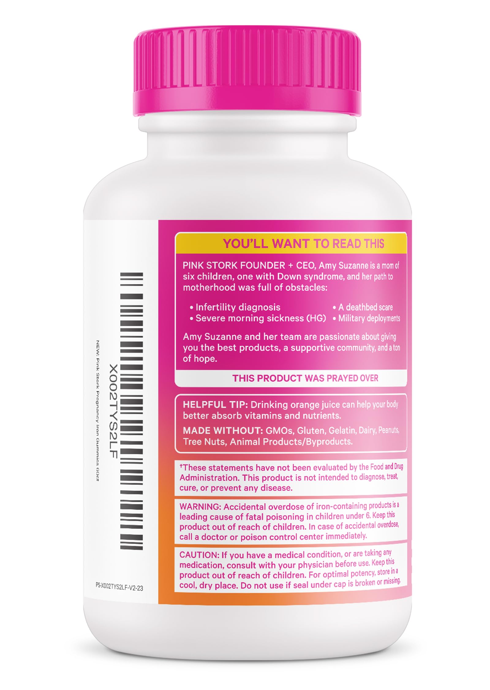 Pink Stork Prenatal Iron Supplement Gummies for Women - 20 mg Iron Gummy with Vitamin C Pink Stork