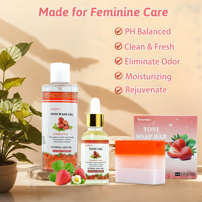 Yoni Wash Yoni Oil Yoni Bar Soap for Women PH Balance, Strawberry Body Oil, Feminine Wash forvirness