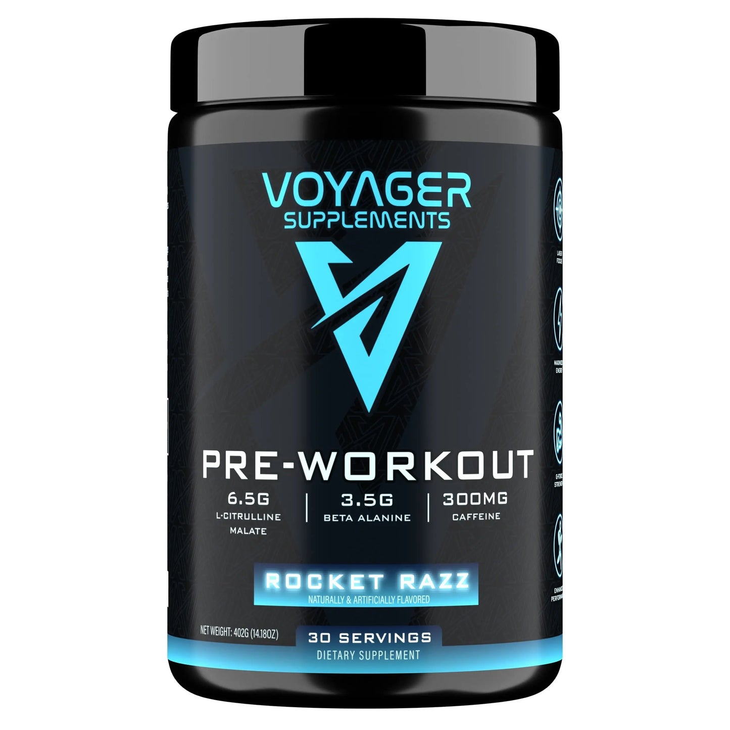 Voyager Supplements Pre-Workout Powder | Rocket Razz | Intense Pump | Maximized Voyager Supplements