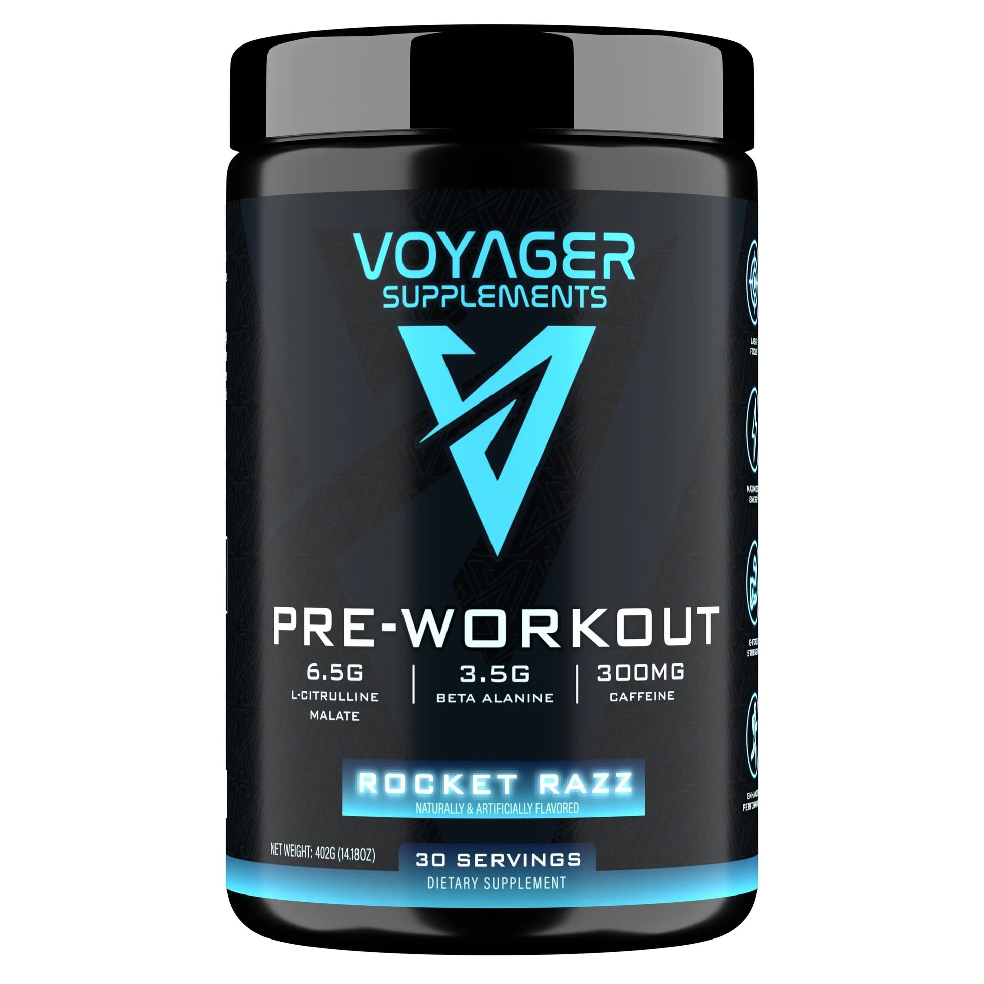 Voyager Supplements Pre-Workout Powder | Rocket Razz | Intense Pump | Maximized Voyager Supplements