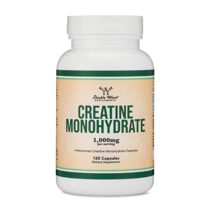 Creatine Monohydrate Capsules - 1g per Serving, 120 Count - No Fillers, Vegan Safe, Non-GMO, Gluten Free by Double Wood Double Wood SupplementsBuy Supplements Australia