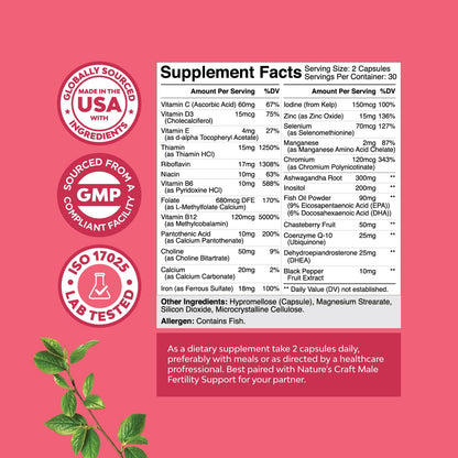 Fertility Supplement for Women with Prenatal Multivitamins - Female Fertility Support Natures Craft