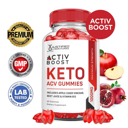 (3 Pack) Activboost Keto ACV Gummies Advanced Formula 1000MG Active Boost Justified Laboratories
