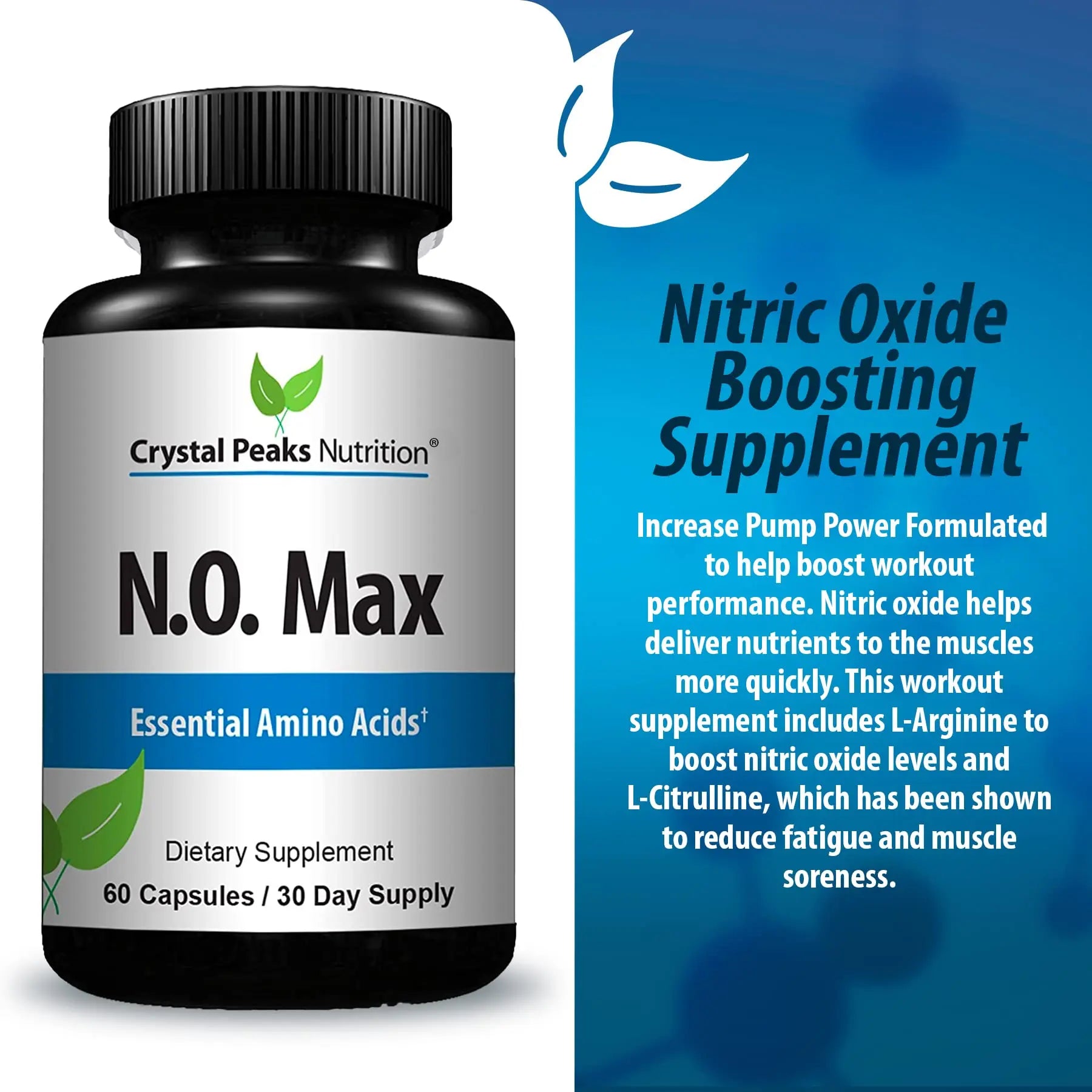 CRYSTAL PEAKS NUTRITION N.O. Max Nitric Oxide Supplement - L Arginine, Citrulline CRYSTAL PEAKS NUTRITION