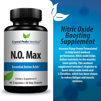 CRYSTAL PEAKS NUTRITION N.O. Max Nitric Oxide Supplement - L Arginine, Citrulline CRYSTAL PEAKS NUTRITION