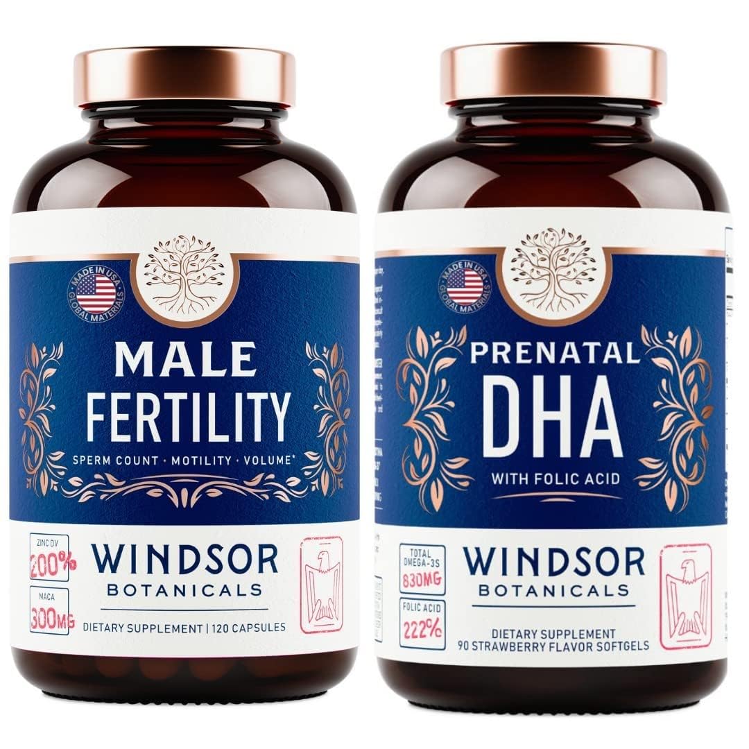 WINDSOR BOTANICALS Male Fertility Supplement and DHA with Folic Acid Prenatal Bundle WINDSOR BOTANICALS