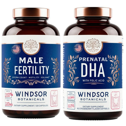 WINDSOR BOTANICALS Male Fertility Supplement and DHA with Folic Acid Prenatal Bundle WINDSOR BOTANICALS