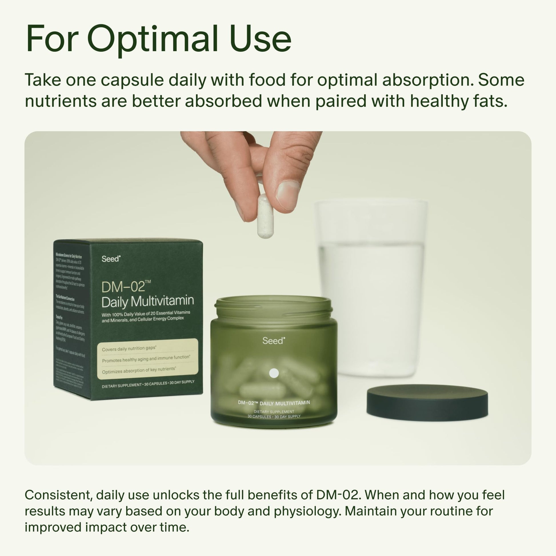 Seed DM-02 Daily Multivitamin - 100% DV Essential Vitamins and Minerals for Women & Men - Helps Fill Daily Nutrient Gaps - Immune, Bone, Hair, Skin & Nails Health - Vegan - 30 Capsules (30-Day Supply) Visit the Seed StoreBuy Supplements Australia