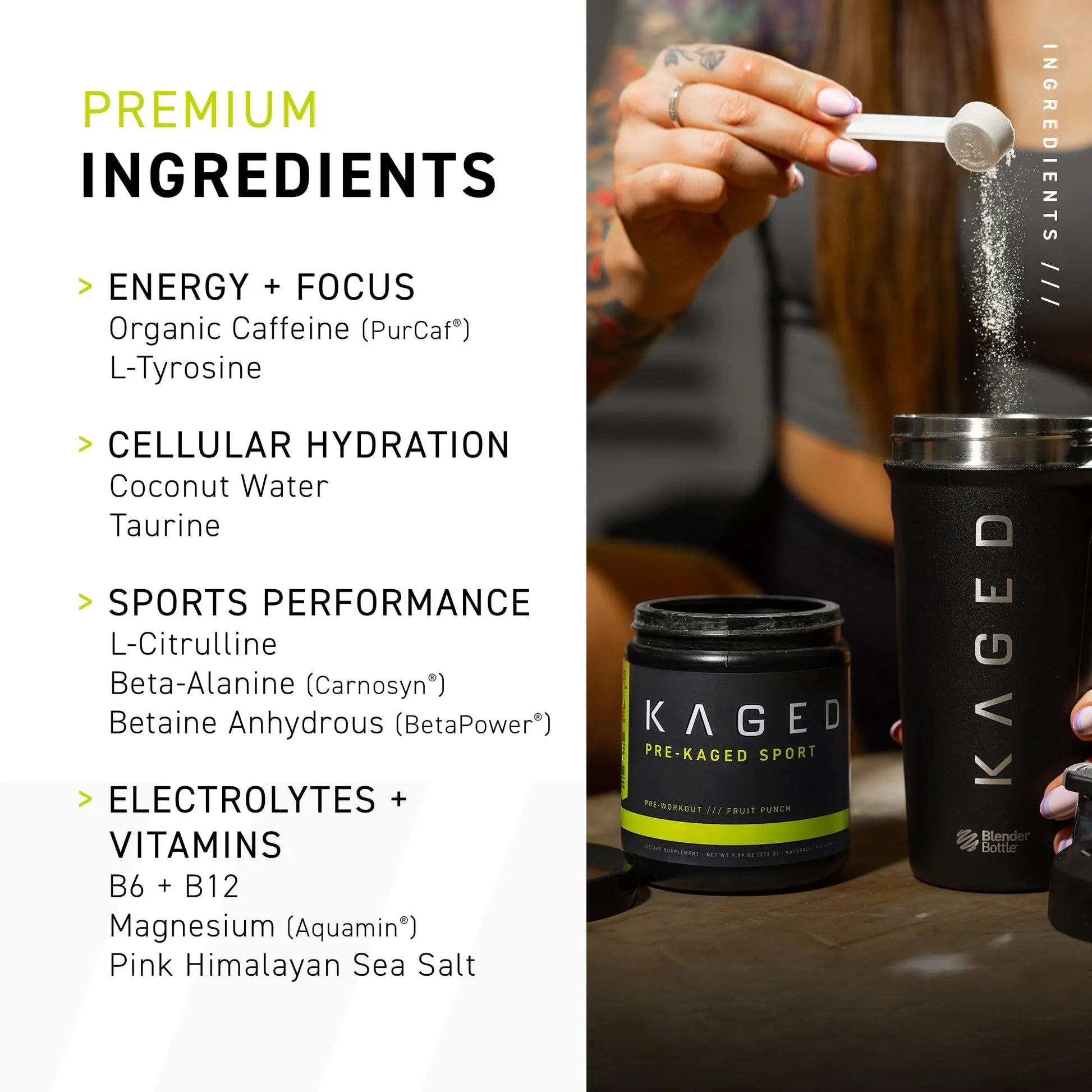 Kaged Pre Sport & Creatine Monohydrate Bundle | Mango Lime Pre + Unflavored Creatine Kaged