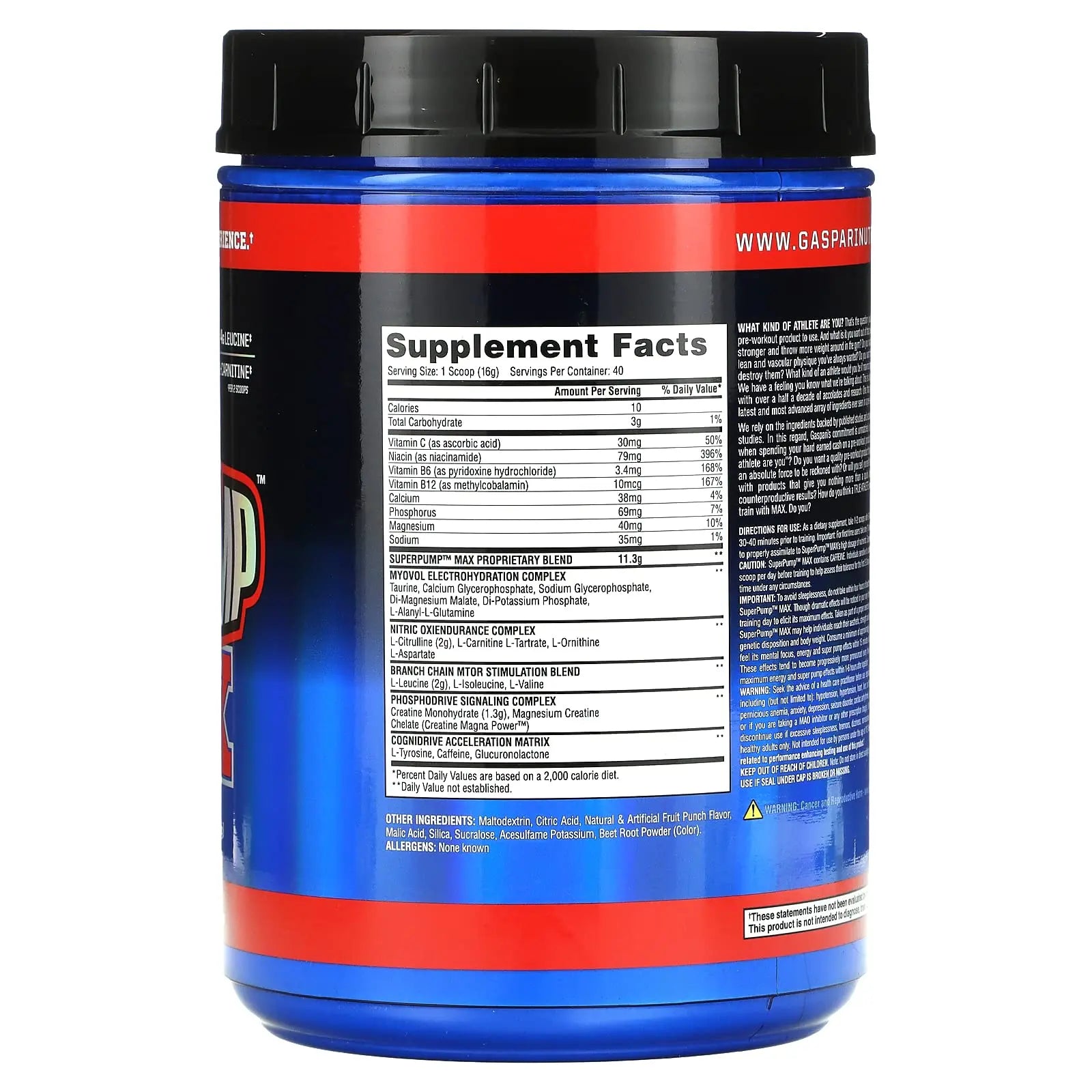 Gaspari Nutrition - SuperPump MAX - The Ultimate Pre Workout Powder, Sustained Energy Gaspari Nutrition
