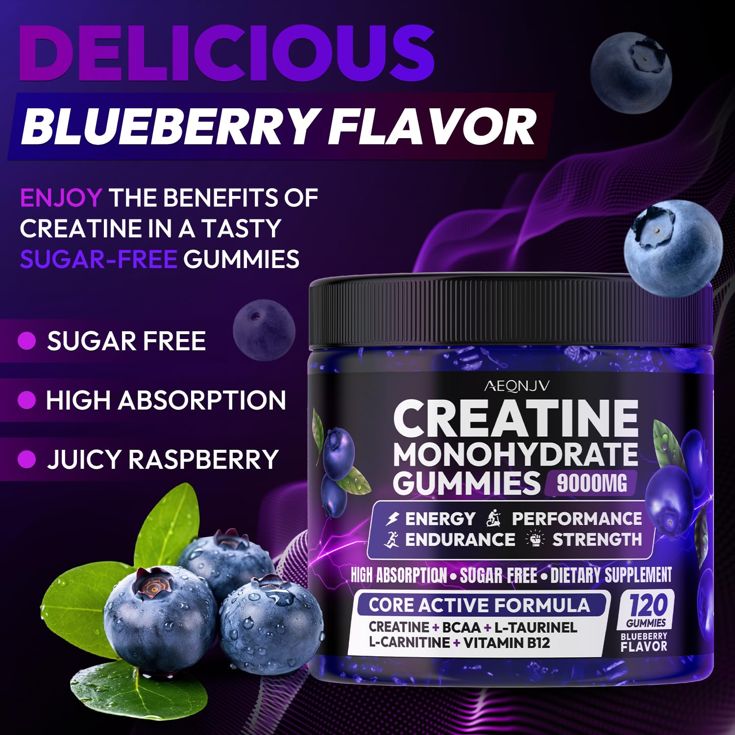 AEQNJV Creatine Gummies Monohydrate Complex for Men & Women, 9000MG Creatine Pre-Workout Supplement Enhance Muscle Strength Recovery Cognitive Health & Memory, 120 Gummies Sugar Free Vegan Non-GMO AEQNJVBuy Supplements Australia