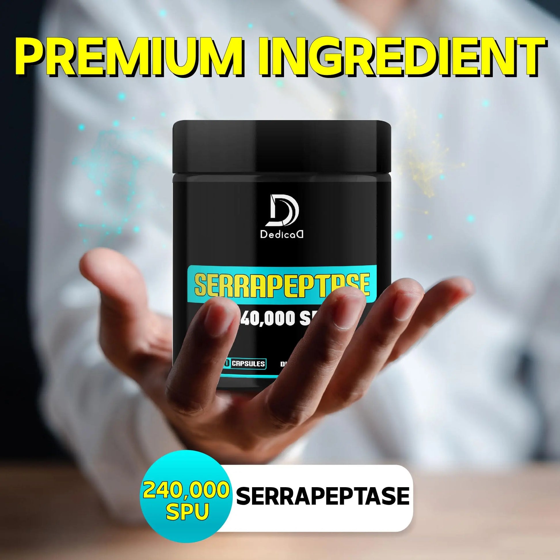 DEDICAD Serrapeptase Supplement 240,000 SPU - 150 Capsules for Smooth Breathing, Heart Health & Immune System Support - 75-Serving Supply DEDICAD buy supplements Au