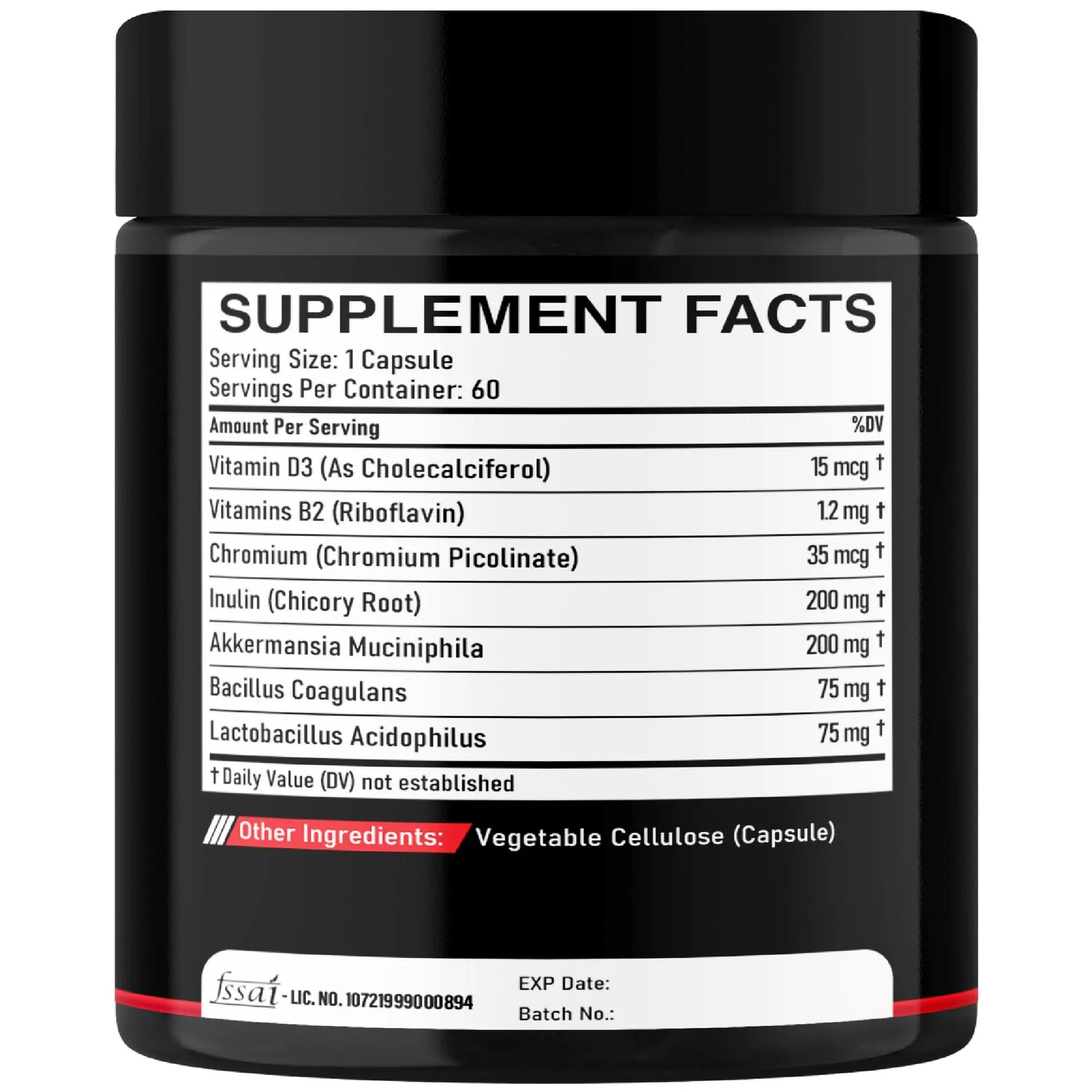 DEDICAD Akkermansia Probiotic for Increases GLP-1 - Contains Inulin, Bacillus Coagulans, Lactobacillus Acidophilus & Chromium - 60 Days Supply - 60 Capsules DEDICAD buy supplements Au