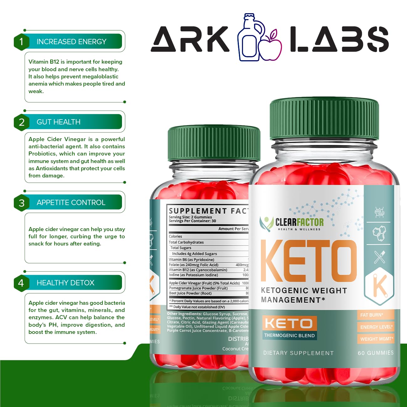 (5 Pack) Clear Factor Gummies, Clear Factor ACV Gummies, Clear Factor Gummy Ark Labs