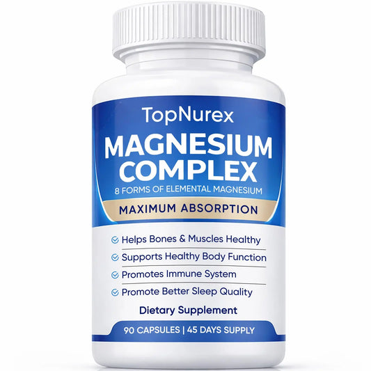 TopNurex Magnesium Complex dietary supplement bottle on a white background