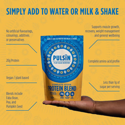 Pulsin plant based nutrition,Complete vegan protein blend,Vanilla flavour 270 g Pulsin