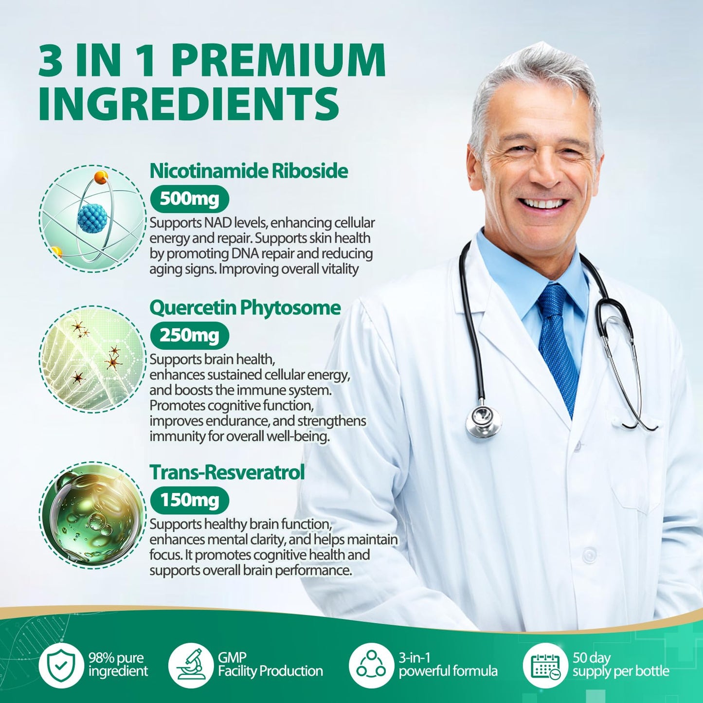 BURMINY NAD Supplement, NAD Nicotinamide Riboside Resveratrol 900mg, Liposomal NAD Supplements for Women & Man, High Purity NMNH Supplement Alternative for Anti-Aging, Energy, Focus - 2Pcs BURMINYBuy Supplements Australia