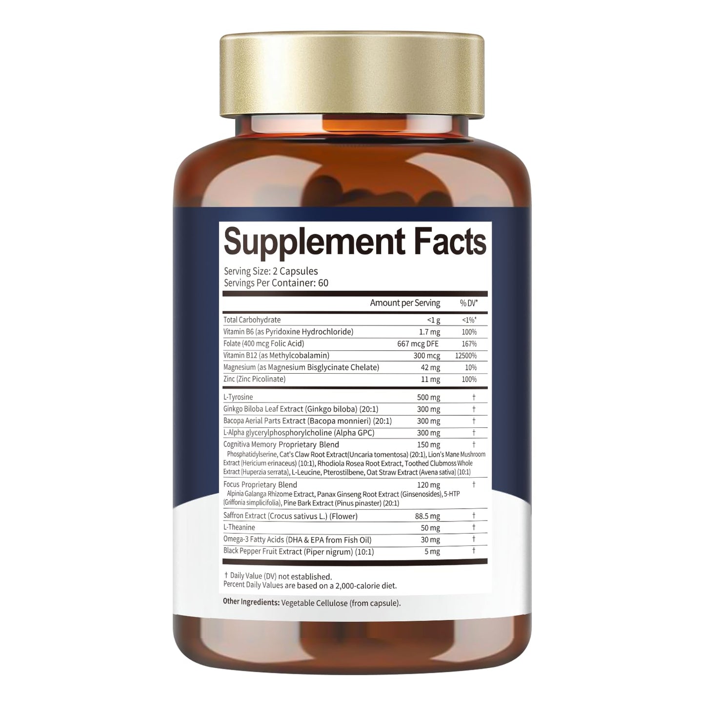 Totara Brain Supplements for Memory and Focus丨Non-Caffeinated Energy with L-Tyrosine, Alpha GPC, Ginkgo Biloba, Bacopa Monnieri, Saffron – Gluten Free, Non-GMO for Neuro & Brain Health (120 Counts) TotariaBuy Supplements Australia
