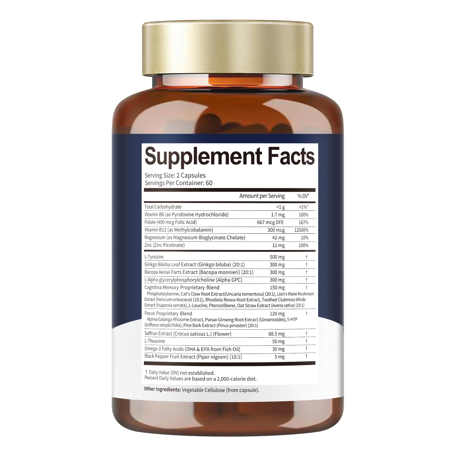 Totara Brain Supplements for Memory and Focus丨Non-Caffeinated Energy with L-Tyrosine, Alpha GPC, Ginkgo Biloba, Bacopa Monnieri, Saffron – Gluten Free, Non-GMO for Neuro & Brain Health (120 Counts) TotariaBuy Supplements Australia