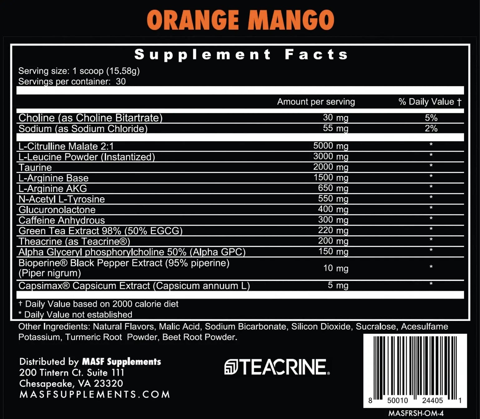 MASF Rush Pre-Workout (Orange-Mango) MASF