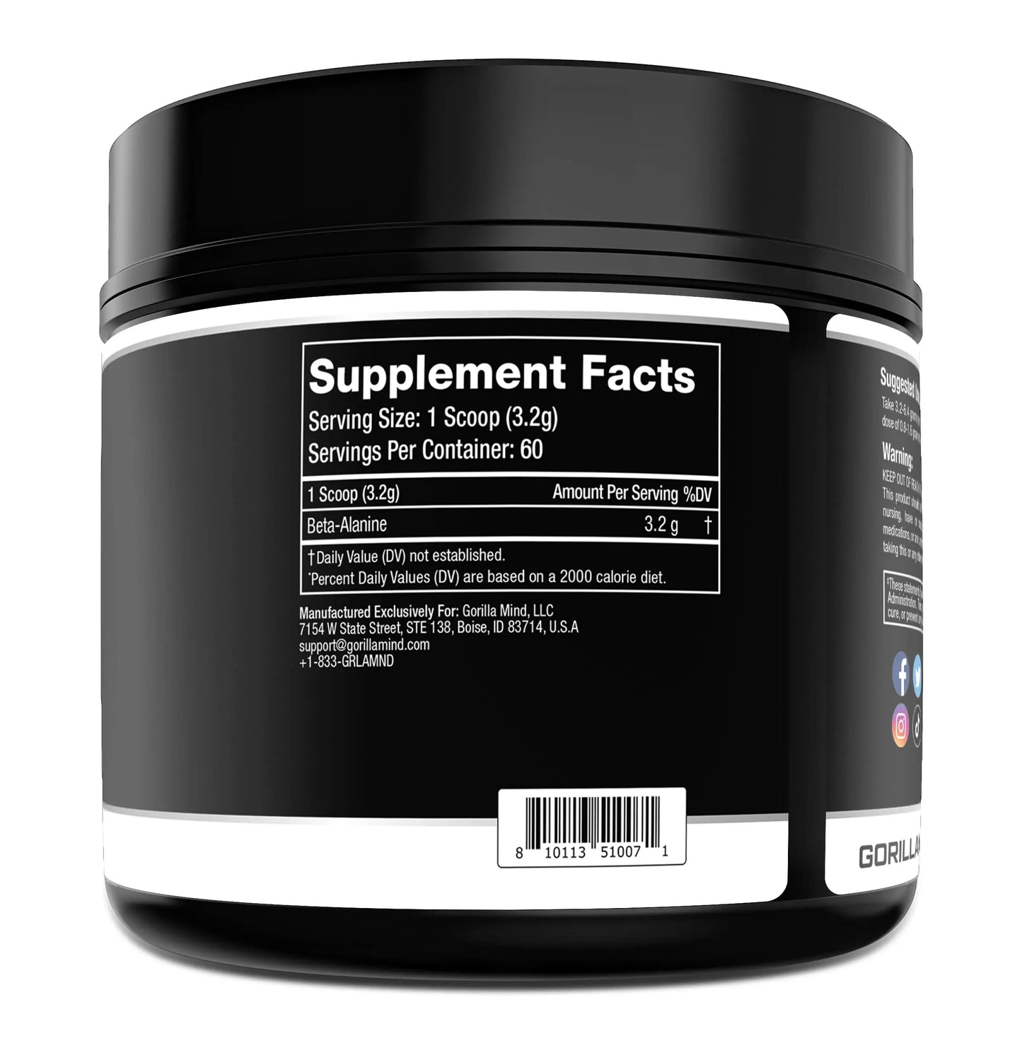 Gorilla Mode Beta-Alanine – Carnosine Precursor/Enhanced Muscular Endurance Gorilla Mind