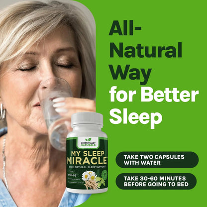 GREEN VALLEY NATURALS My Sleep Miracle Vegan Sleep Support Supplement | Melatonin-Free Formula | Ashwagandha, Chamomile & L-Theanine | Promotes Calm, Relaxation & Restful Sleep | 60 Capsules GREEN VALLEY NATURALS buy supplements Au