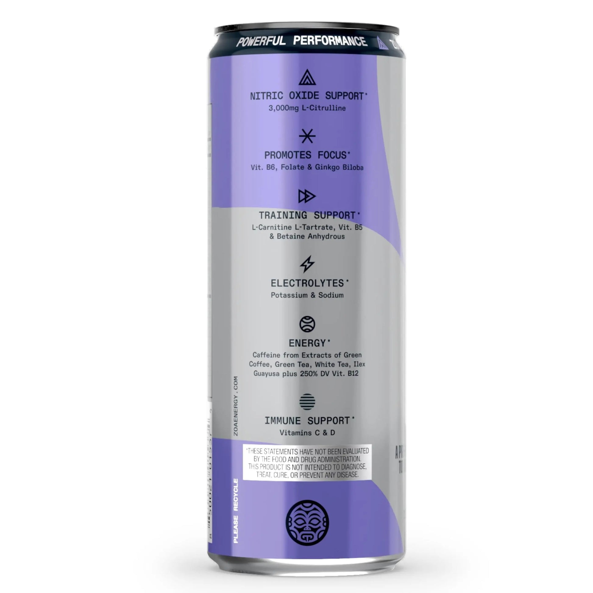 ZOA Plus Sugar-Free Pre-Workout Drink, Ready to Drink with Nitric Oxide, Vitamin B, C and D ZOA